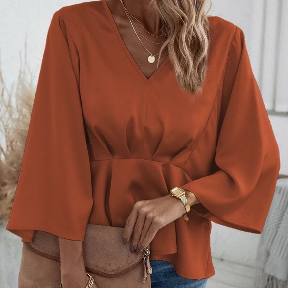 V neck Kimono Sleeve Oversized Blouse - Picture 13 of 15